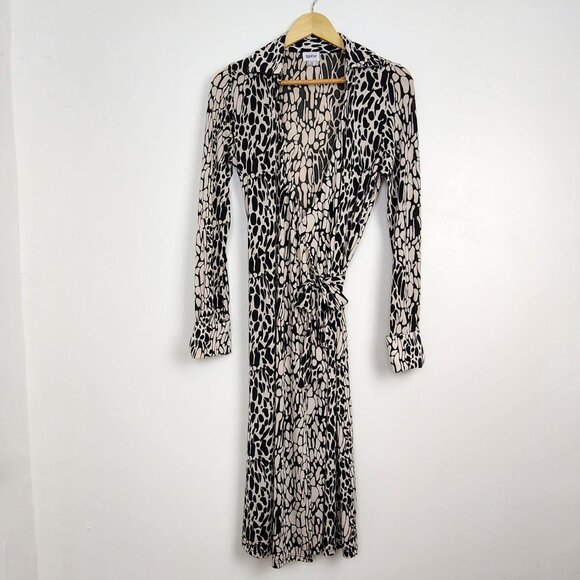 Together Women's Long Sleeve Wrap Dress Abstract Animal Print Size S - Picture 1 of 11